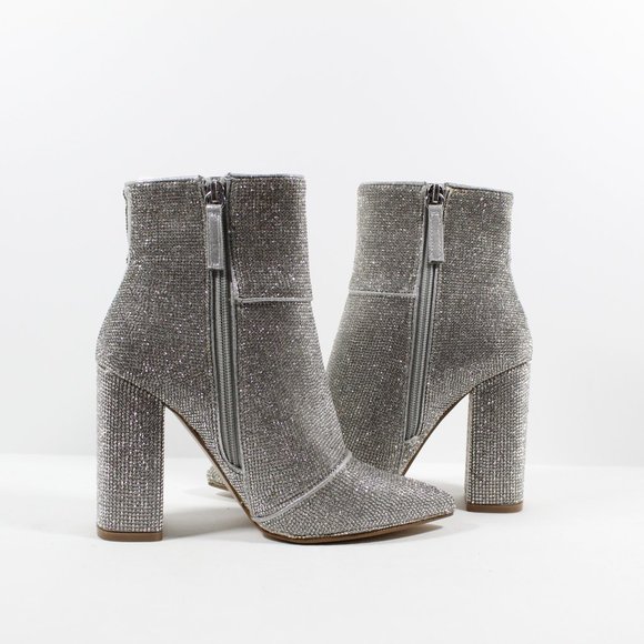 Steve Madden Women's Noticed-r Ankle Boot - Silver Rhinestones 6M - Picture 3 of 6